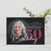 Moderne Elegante Zwarte Rode 50ste Verjaardagsfees Kaart (Staand voorkant)