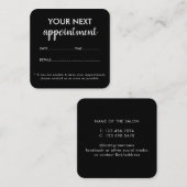 Moderne elegante zwarte schoonheidssalon afsprakenkaartje (Voorkant / Achterkant)