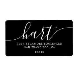 Moderne Elegante Zwarte Script Familie Retouradres Etiket