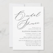 Moderne Elegante Zwarte Script Foto Bruidsfeest Kaart (Voorkant)