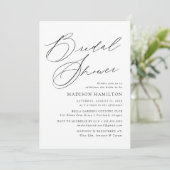 Moderne Elegante Zwarte Script Foto Bruidsfeest Kaart (Staand voorkant)