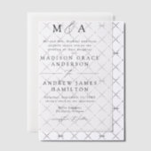 Moderne Elegante Zwarte Script Monogram Trouwdag Vellum Uitnodigingen (Offset (Uitnodiging))