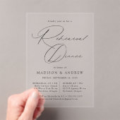 Moderne Elegante Zwarte Script Oefenavond Dinner Acryl Uitnodigingen (Insitu (Draagbaar))