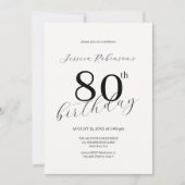 Moderne Elegante Zwarte Script Tachtigste Verjaard Kaart (Voorkant)