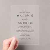Moderne Elegante Zwarte Script Trouwdag Acryl Uitnodigingen (Insitu (Draagbaar))