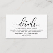 Moderne Elegante Zwarte Script Trouwwebsite Informatiekaartje (Voorkant)