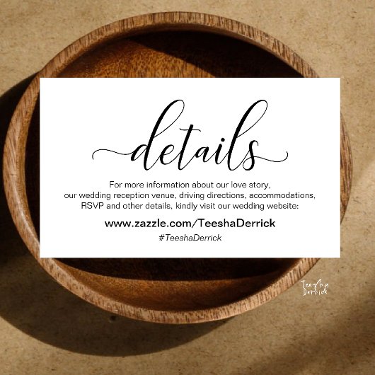Moderne Elegante Zwarte Script Trouwwebsite Informatiekaartje