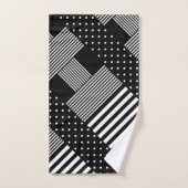 Moderne elegante zwarte streep witte stippen bad handdoek (Handdoek)