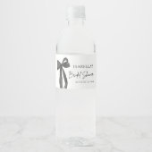 Moderne Elegante Zwarte Strik Lint Bruidsdouche Waterfles Etiket (Voorkant)