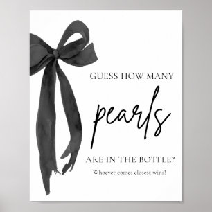 Moderne Elegante Zwarte Strik Raad Hoeveel Parels Poster