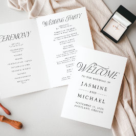 Moderne Elegante Zwarte Typografie Huwelijk Programma