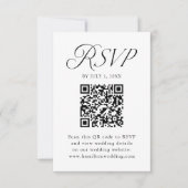 Moderne Elegante Zwarte Typografie Huwelijk QR Cod RSVP Kaartje (Voorkant)