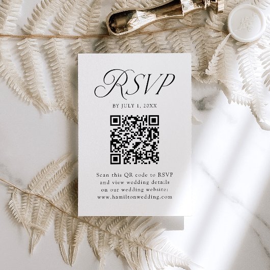 Moderne Elegante Zwarte Typografie Huwelijk QR Cod RSVP Kaartje