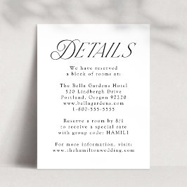 Moderne Elegante Zwarte Typografie Huwelijksdetail Informatiekaartje