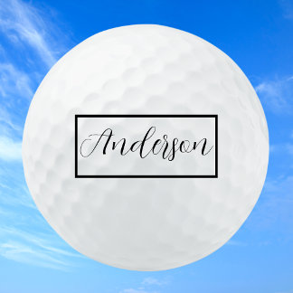 Moderne Elegante Zwarte Typografie Monogram op Golfballen