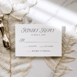 Moderne Elegante Zwarte Typografie Trouwdag RSVP Kaartje