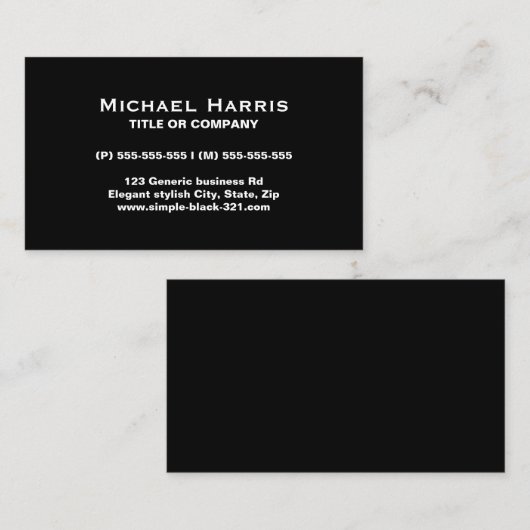 Moderne, elegante zwarte visitekaartje (Voorkant / Achterkant)