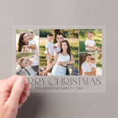 Moderne Elegante Zwarte Vrolijke Kerstfoto Collage Acryl Uitnodigingen (Insitu (Draagbaar))