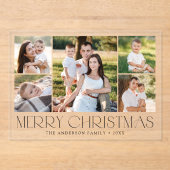 Moderne Elegante Zwarte Vrolijke Kerstfoto Collage Acryl Uitnodigingen (Voorkant)