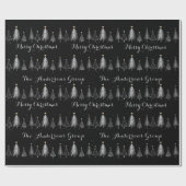 Moderne Elegante Zwarte & Witte Dennenbomen Kerst Cadeaupapier (Vlak)