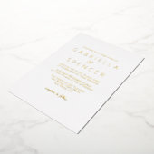 Moderne Elegante Zwarte Witte Gouden Bruiloft  Folie Uitnodiging (Gedraaid)