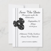 Moderne elegante zwarte witte grafische bladeren save the date (Voorkant)