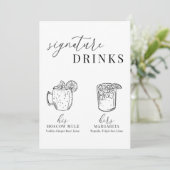 Moderne Elegante Zwarte & Witte Handtekening Drank (Staand voorkant)