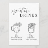 Moderne Elegante Zwarte & Witte Handtekening Drank (Voorkant)