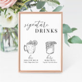 Moderne Elegante Zwarte & Witte Handtekening Drank