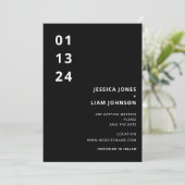 Moderne Elegante Zwarte & Witte Minimalistische Br Save The Date (Staand voorkant)
