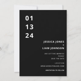 Moderne Elegante Zwarte & Witte Minimalistische Tr Save The Date