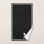 Moderne Elegante Zwarte & Witte Monogram Bad Handdoek (Handdoek)
