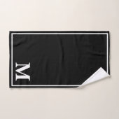 Moderne Elegante Zwarte & Witte Monogram Bad Handdoek (Handdoek)