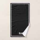 Moderne Elegante Zwarte & Witte Monogram Bad Handdoek (Handdoek)