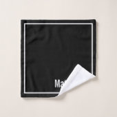 Moderne Elegante Zwarte & Witte Monogram Bad Handdoek (Wasdoekje)