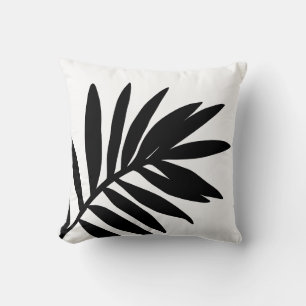Moderne Elegante Zwarte Witte Palmblad Kussen