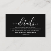 Moderne Elegante Zwarte Witte Script Trouwwebsite  Informatiekaartje (Voorkant)