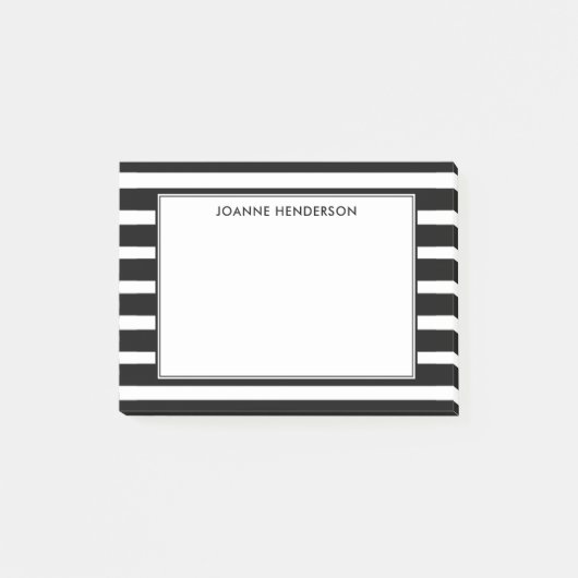 Moderne elegante zwarte & witte strepen op maat post-it® notes (Voorkant)
