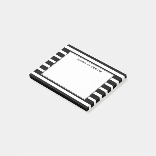 Moderne elegante zwarte & witte strepen op maat post-it® notes (Schuin)