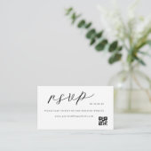 Moderne Elegante Zwarte Witte Trouw QR Code RSVP Informatiekaartje (Staand voorkant)