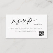 Moderne Elegante Zwarte Witte Trouw QR Code RSVP Informatiekaartje (Voorkant)