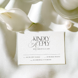 Moderne Elegante Zwarte & Witte Trouw-RSVP-Kaart RSVP Kaartje