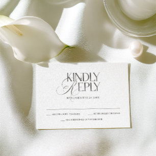 Moderne Elegante Zwarte & Witte Trouw-RSVP-Kaart RSVP Kaartje