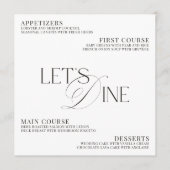 Moderne Elegante Zwarte & Witte Trouwdiner Menu (Voorkant)