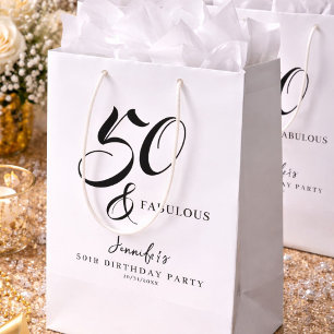 Moderne Elegante Zwarte Witte Vijftig Fantastische Medium Cadeauzakje