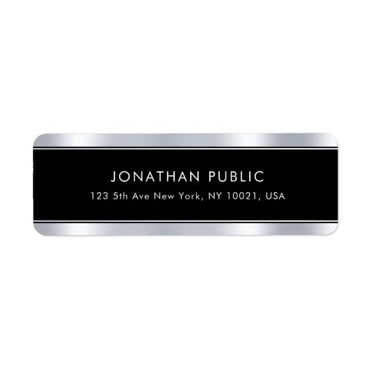 Moderne, elegante zwarte zilver-Sjabloon Etiket (Voorkant)