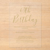 Moderne elegantie 60e verjaardag acryl uitnodigingen (Voorkant)