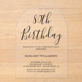 Moderne elegantie 80e verjaardag acryl uitnodigingen (Voorkant)