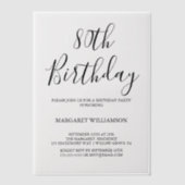 Moderne elegantie 80e verjaardag vellum uitnodigingen (Voorkant)