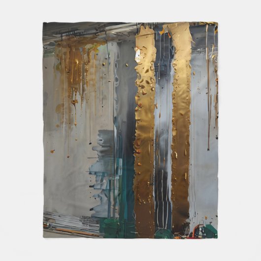 Moderne Elegantie Abstract Goud Fleece Deken (Voorkant)